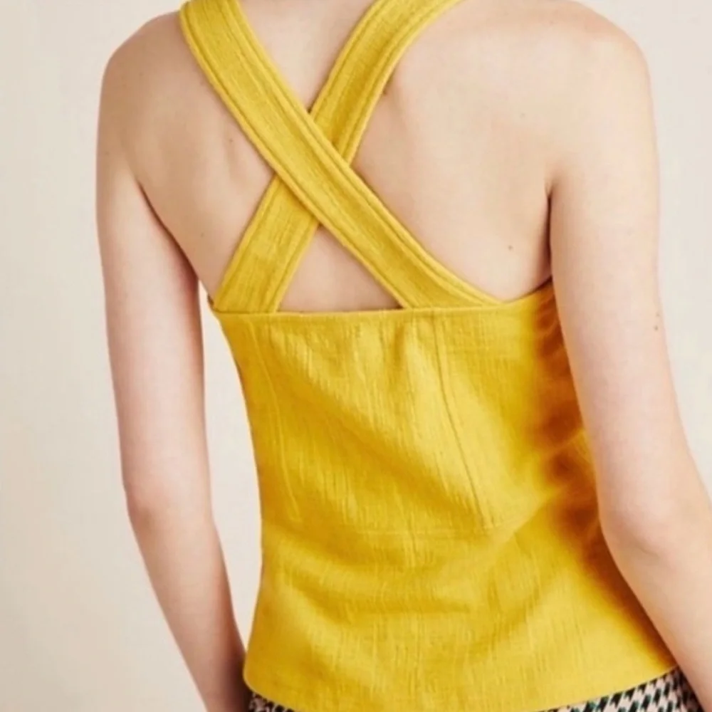 Anthropologie Current Air Yellow Cross Back Textured Tank Size Small